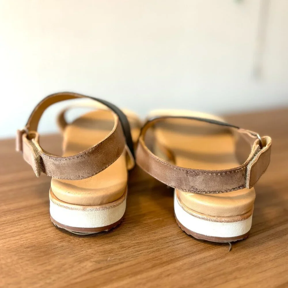 Nisolo Go-To Flatform Sandal in Bone/Black Colorblock, Size 9 - Picture 4 of 6